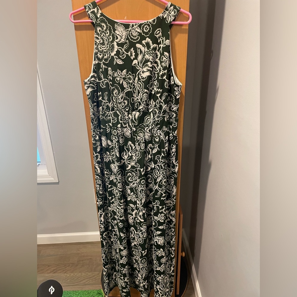 Green and White Floral Maxi Dress 1X